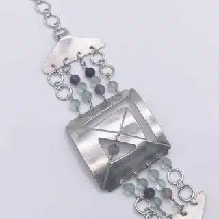 Handmade silver bracelet with fluorite beads