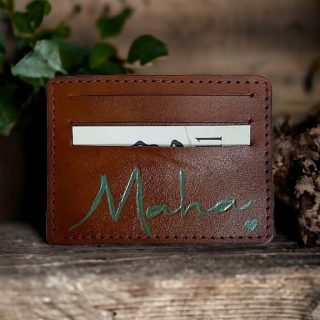 Customized Genuine Leather Card Holder with Personalized Names