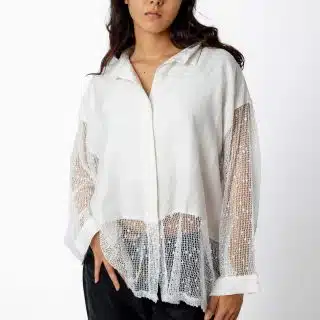 Cotton/net blouse