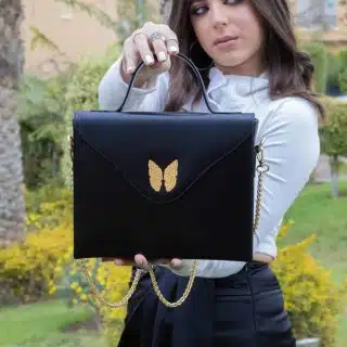Black leather bag