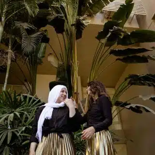 Gold metallic plisse skirt