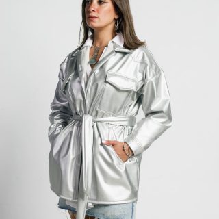 Metallic leather jacket