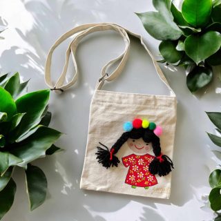 Handpainted Fabric Cotton cross Bag