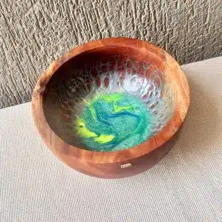 Turquoise Wooden Bowl
