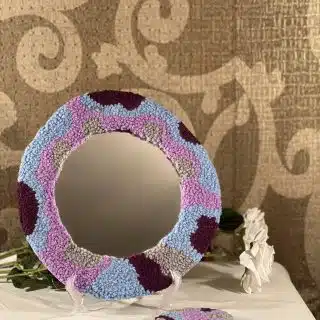 Purple & grey rounded mirror frame