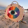 Bohemian straw circular bag
