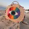 Bohemian straw circular bag