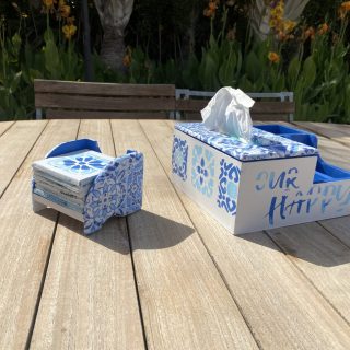 Moroccan Tiles Blue Tissue box & Coasters