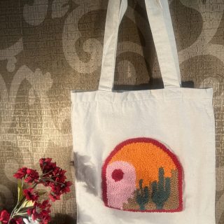 Desert tufted tote bag