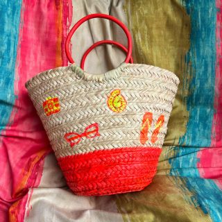 Neon Beach Straw Bag