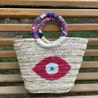Pink Eye Straw Bag
