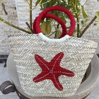 Red Starfish Straw Bag