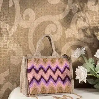 Zigzag tufted jute bag