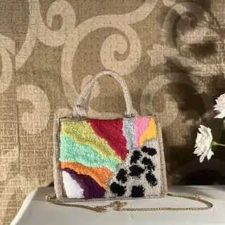 Colored tufted jute bag