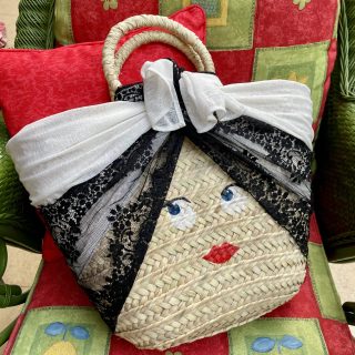 LOLA Black and White Straw Bag