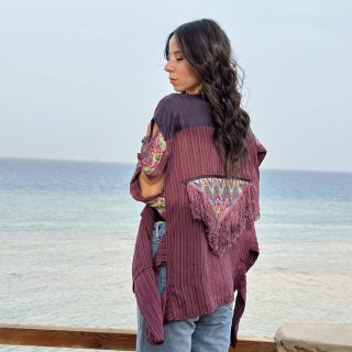 Gypsy bohemian vest in raspberry