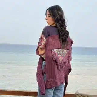 Gypsy bohemian vest in raspberry