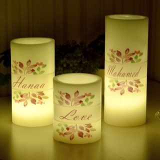 3 Colorful Flowers Candle Set, Personalized Candles, Flameless Candle