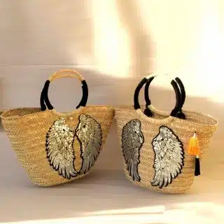 Wings silver straw bag