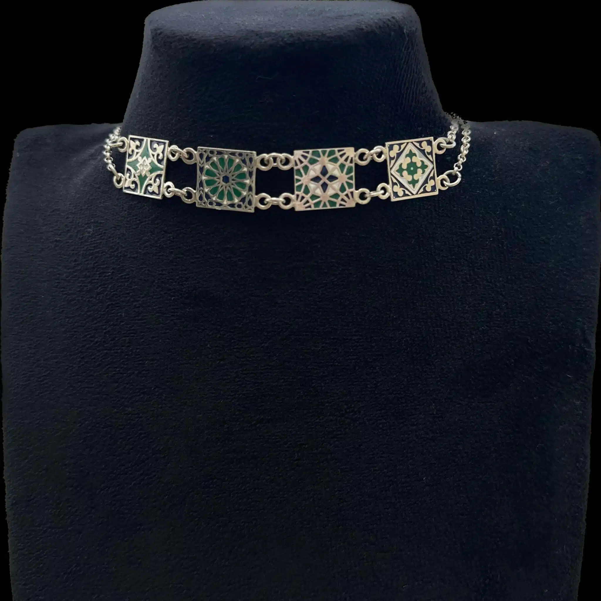 Sterling silver colored Andalusian tile Chocker 1 Sterling silver colored Andalusian tile Chocker