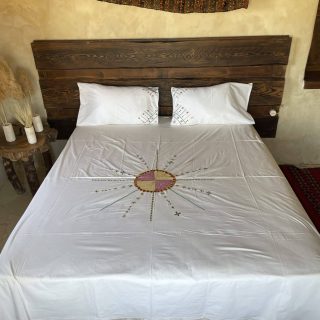 Siwi embroidery Sun pattern Bed sheet 100% cotton