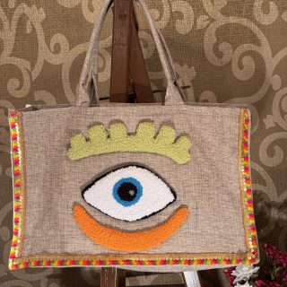 Evil eye super large jute bag