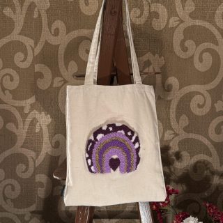 Purple glittery rainbow tote bag