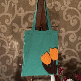 Orange flower tote bag