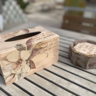 Set Tissue Box & Coasters Nude Color