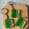 Initial Keychain (green and silver flakes)