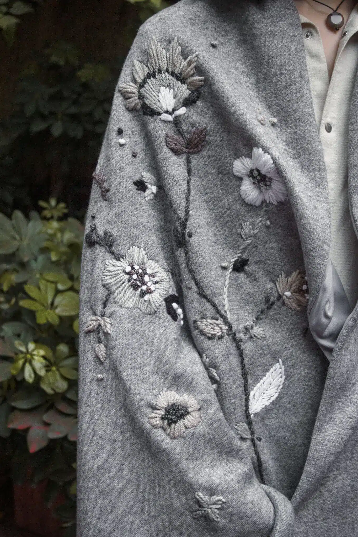 Grey Neutral Wool Shawl 1 Grey Neutral Wool Shawl