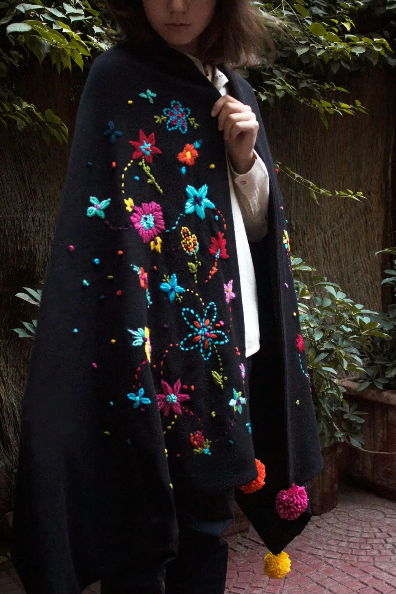 Black Wool Bohemian Shawl 1 Black Wool Bohemian Shawl