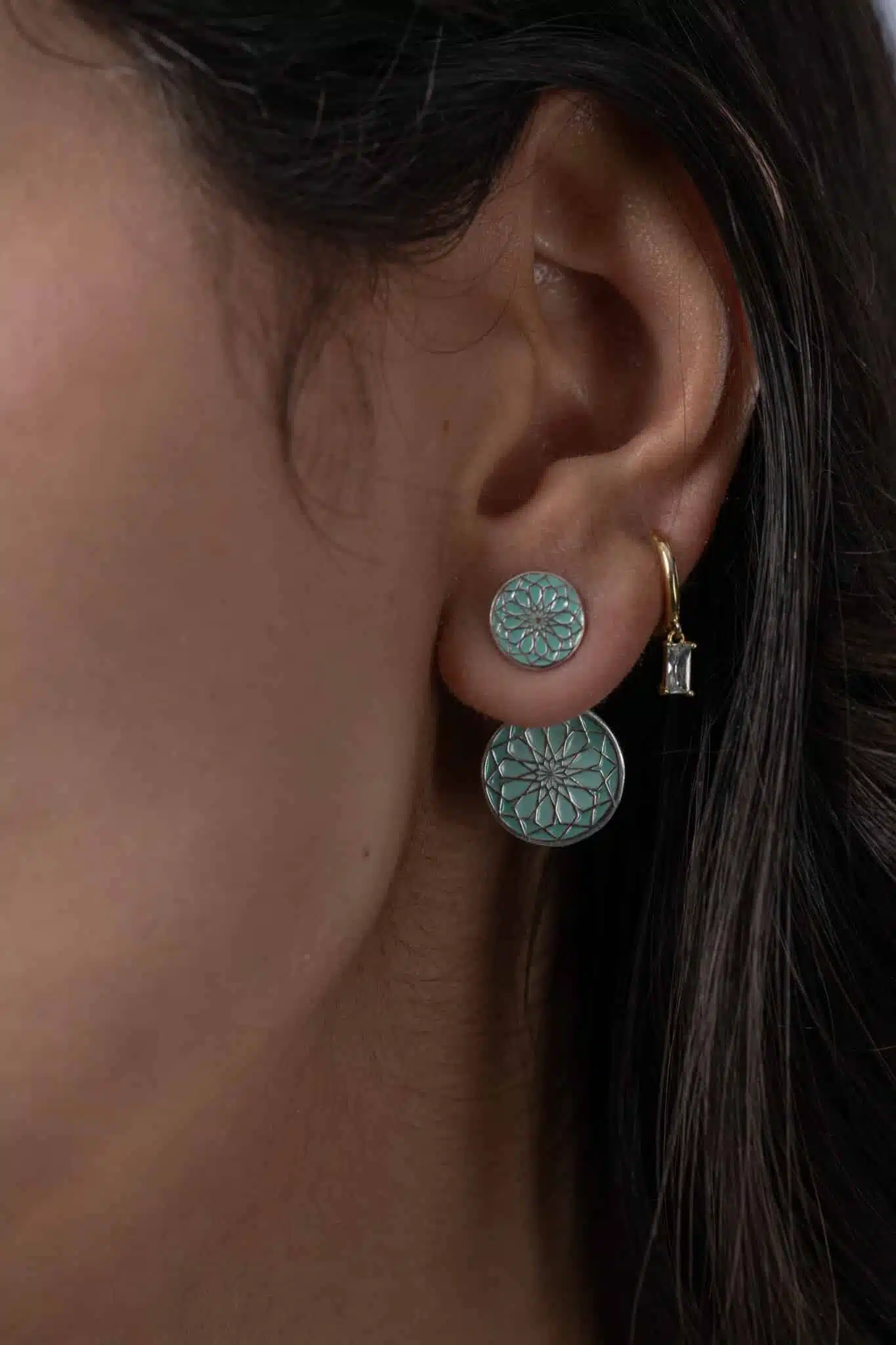 Sterling silver Double sided earrings 1 Sterling silver Double sided earrings