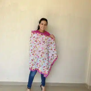 Pink Indian embroidery shawl