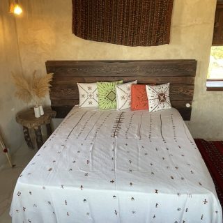 Siwi Embroidery Tarfottete pure Linen Cotton hand weaving loom bed cover 220*240 + 2 cushions