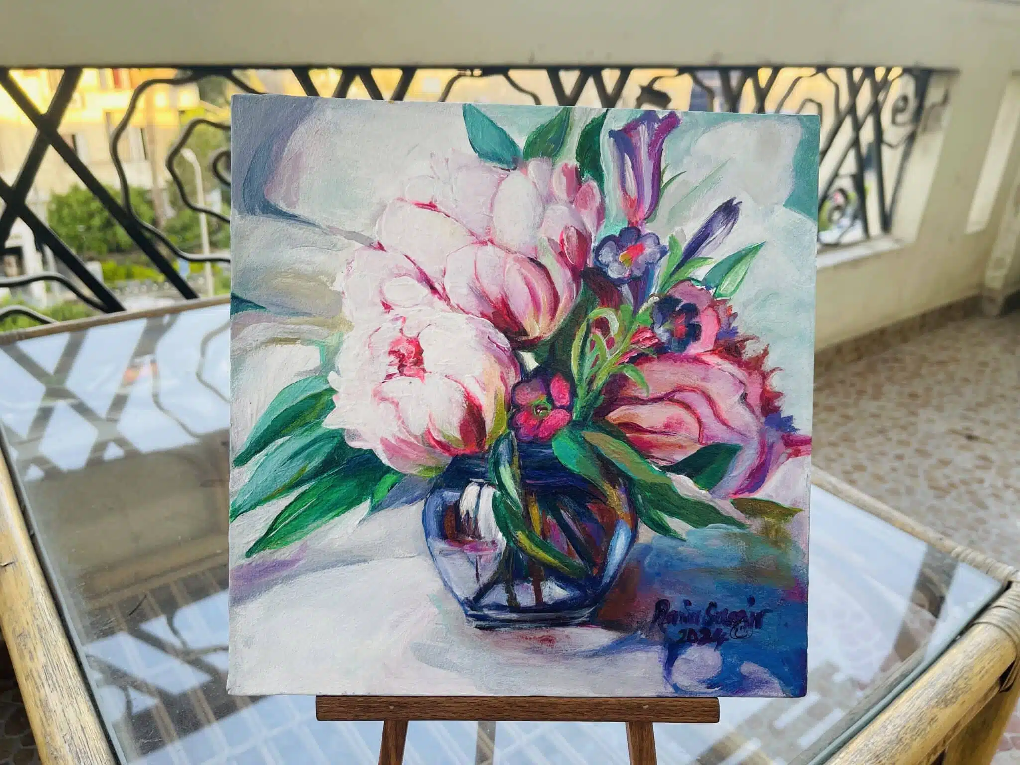 Acrylic flowers painting 1 Acrylic flowers painting