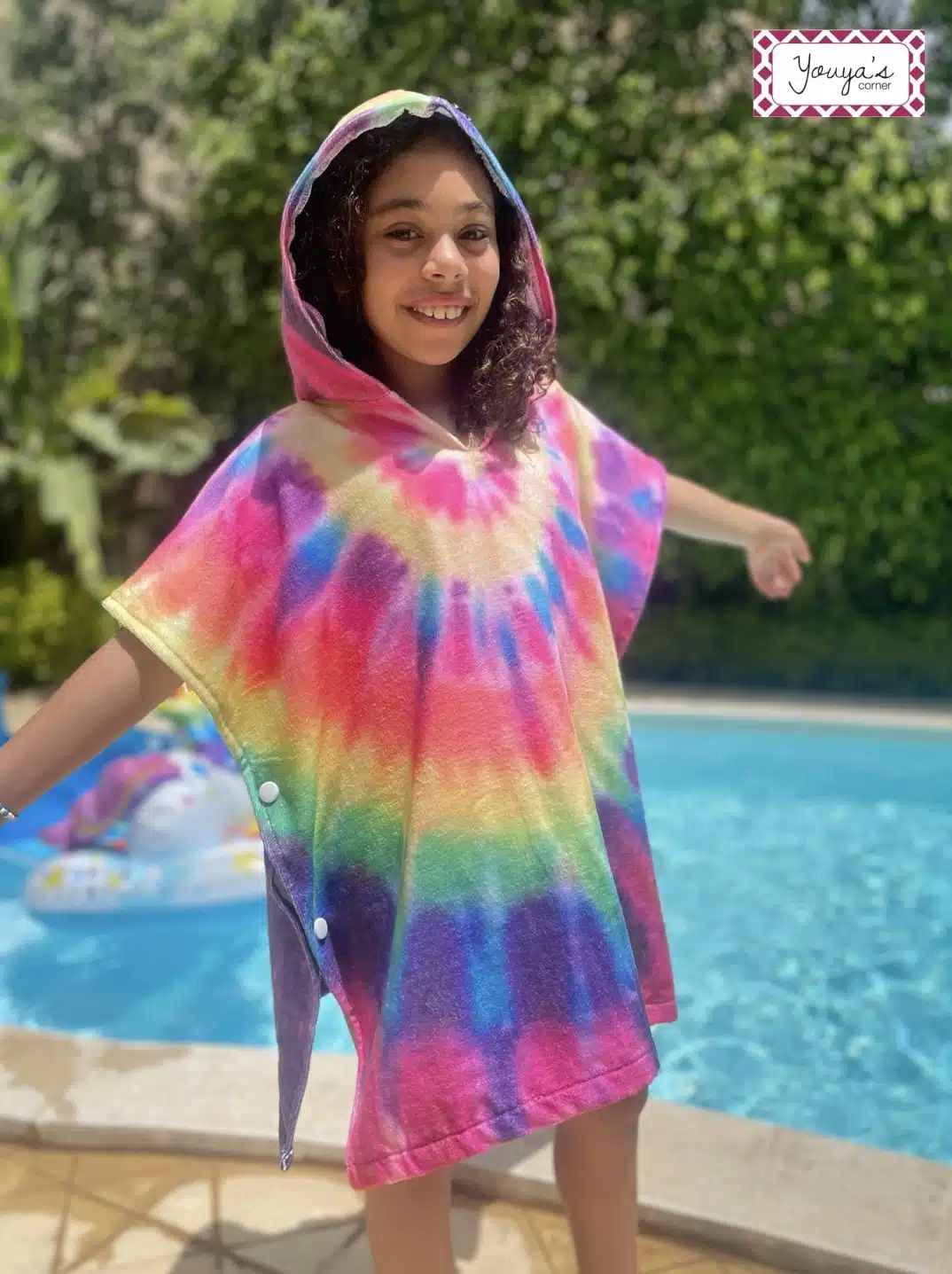 Tie dye towel poncho 1 Tie dye towel poncho