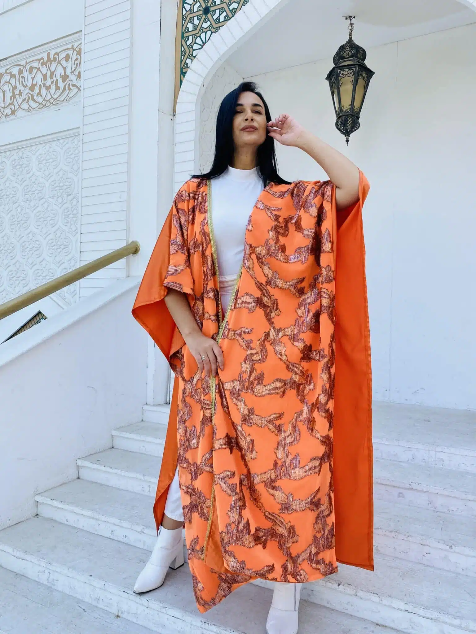 Orange embroidered kaftan 2 IMG 8201 scaled