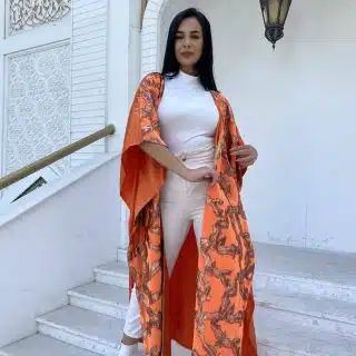Orange embroidered kaftan
