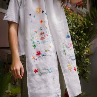 Nubian White Linen Scarf