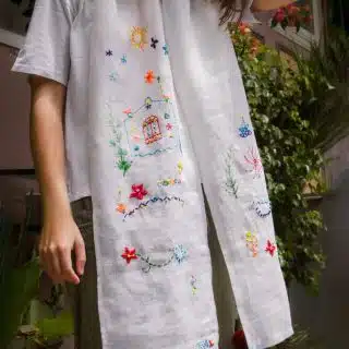 Nubian White Linen Scarf