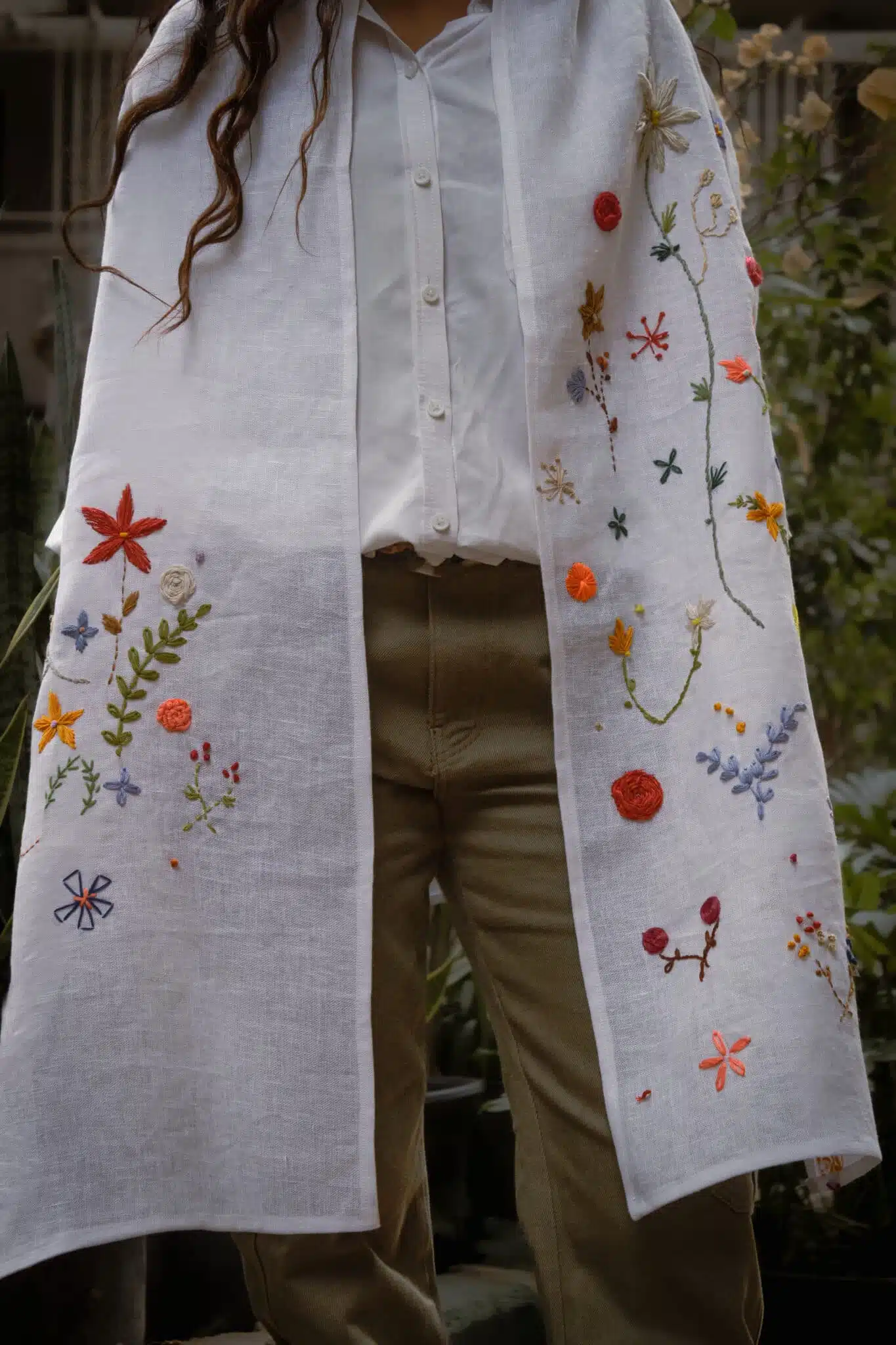 Floral Delight White Scarf 1 Floral Delight White Scarf