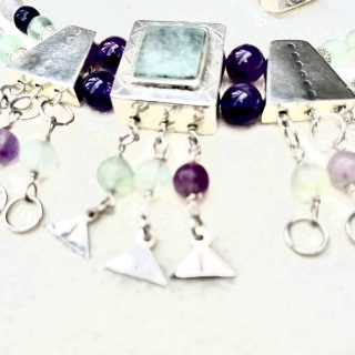 Silver Necklace with fluorite stone and beads