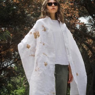 White Gold Linen Shawl