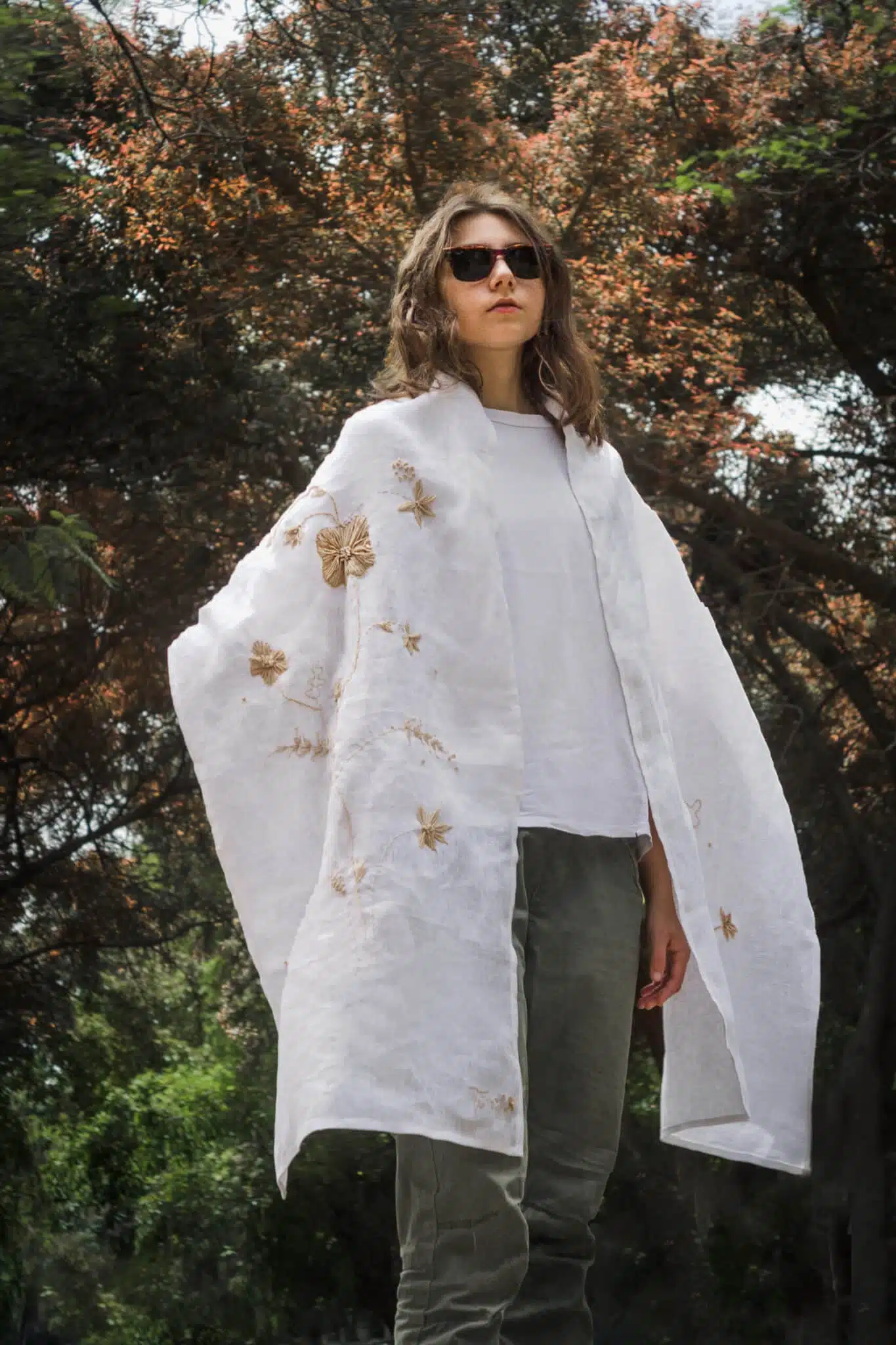 White Gold Linen Shawl 1 White Gold Linen Shawl