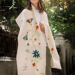 Pharaonic Lotus Beige Shawl