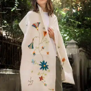 Pharaonic Lotus Beige Shawl