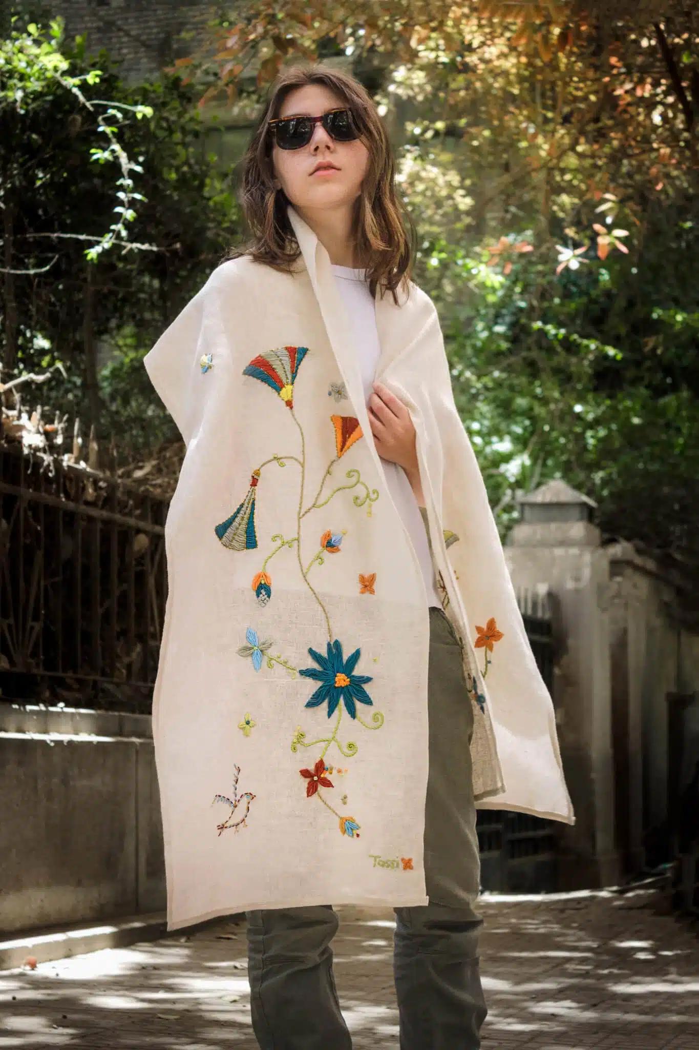 Pharaonic Lotus Beige Shawl 1 Pharaonic Lotus Beige Shawl