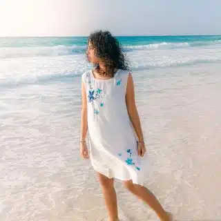 Floral White Linen Dress