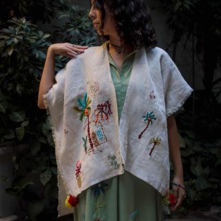 Ardi Pure Linen Beige Poncho